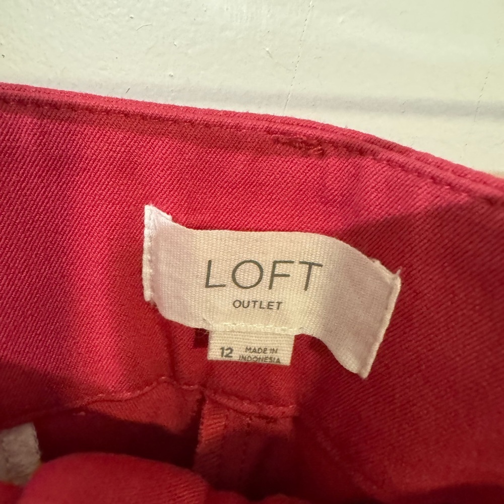 LOFT Sutton Skinny Ankle Pants Women’s 12 Pink Stretch - Picture 2 of 4